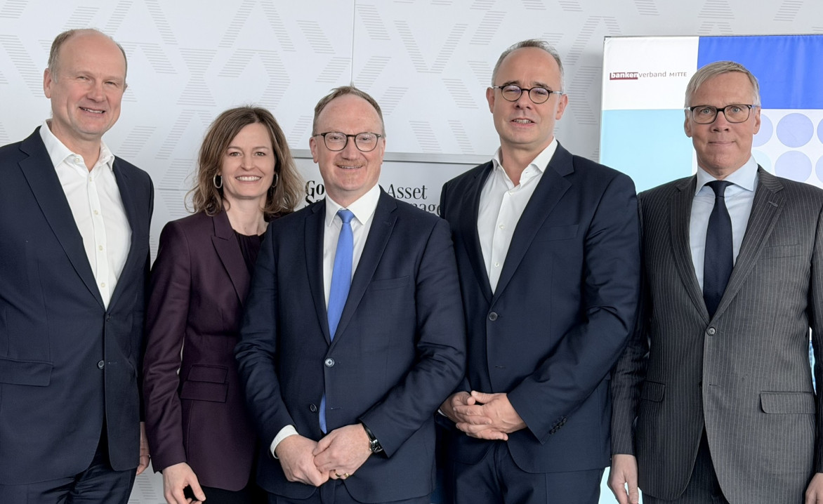Gruppenfoto Matthias Bock, Sarah Schmidtke, Prof. Dr. Dr. Lars Feld, Sascha Steffen und Eckart Windhagen
